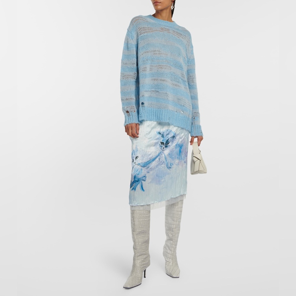 Distressed Acne Studios Sweater in Blue Stripe